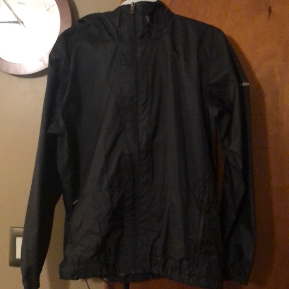 Columbia Black Wind Breaker Rain Coat Size Large